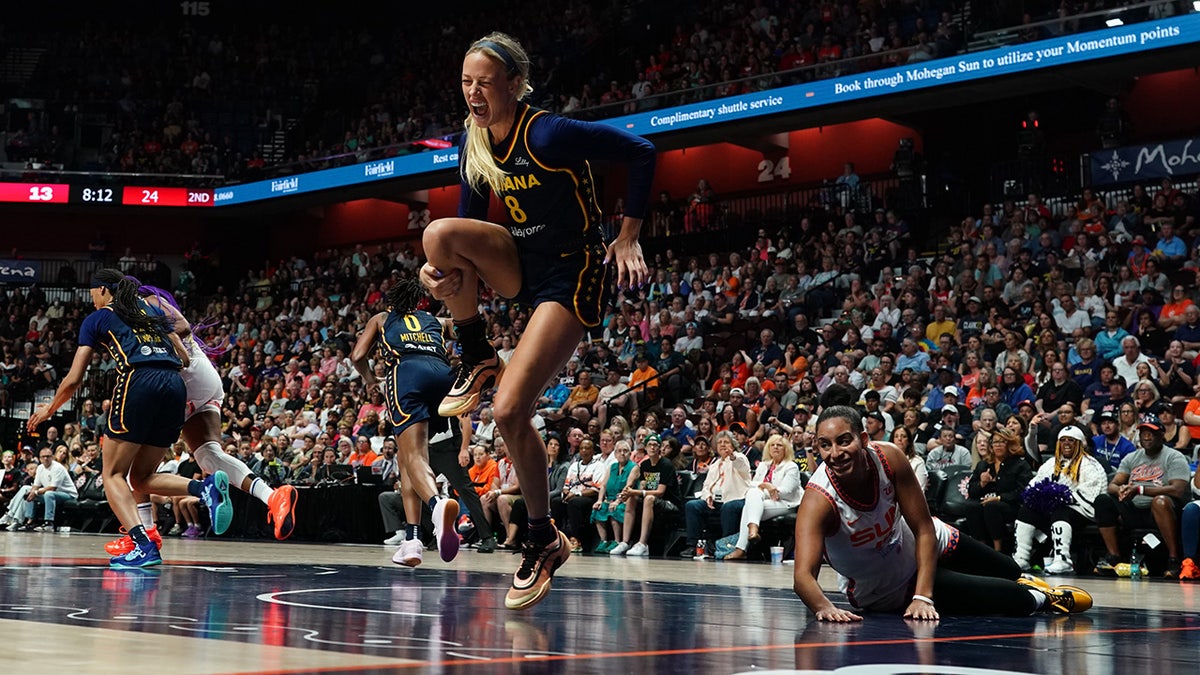 Sophie Cunningham writhes in pain