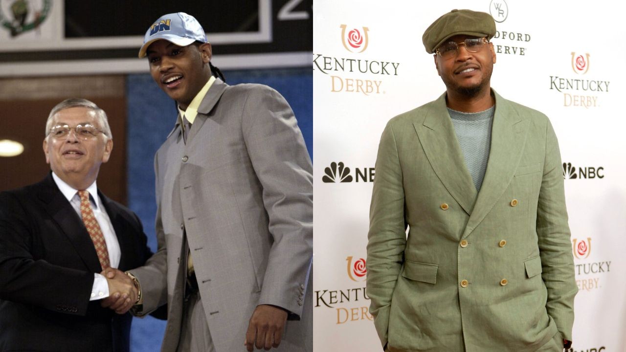 USA forward Carmelo Anthony (15) high fives teammates against Sweden during the men's basketball semifinal match