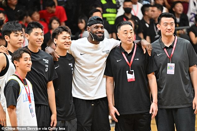Lakers star LeBron James is seen on his recent tour of China - his 15th trip to the country