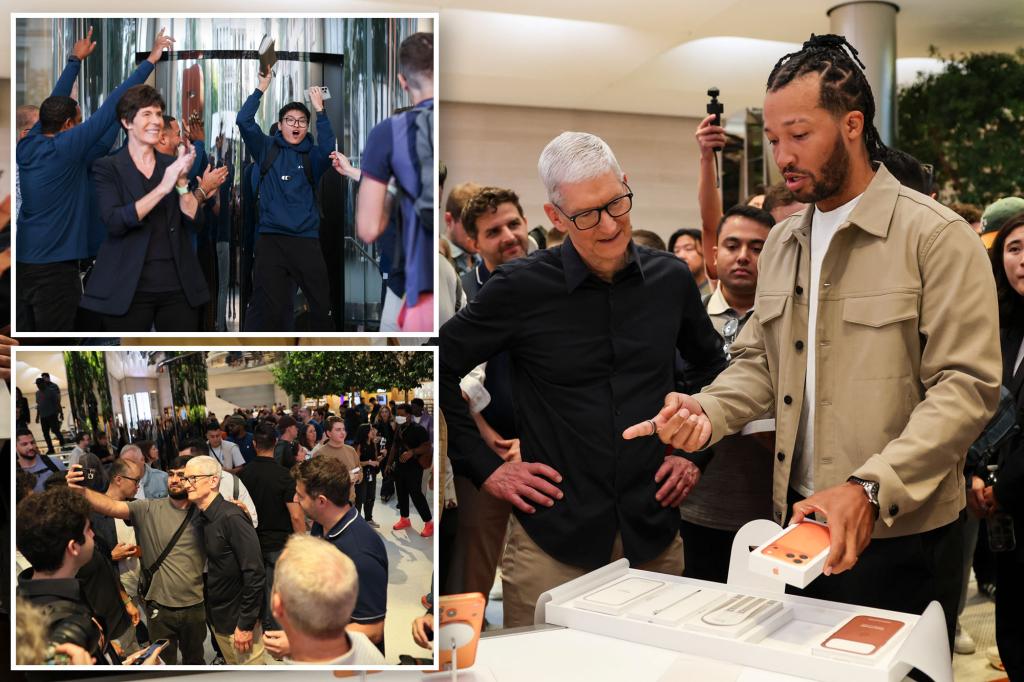 Tim Cook, Jalen Brunson make NYC appearance at Apple store as iPhone 17 goes on sale