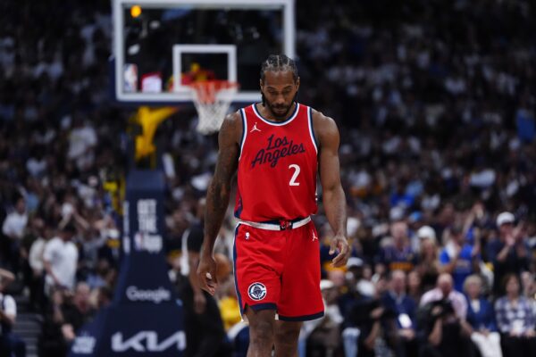 LA Clippers forward Kawhi Leonard (2) during the third quarter against the Denver Nuggets during game seven of first round for the 2025 NBA Playoffs at Ball Arena.
