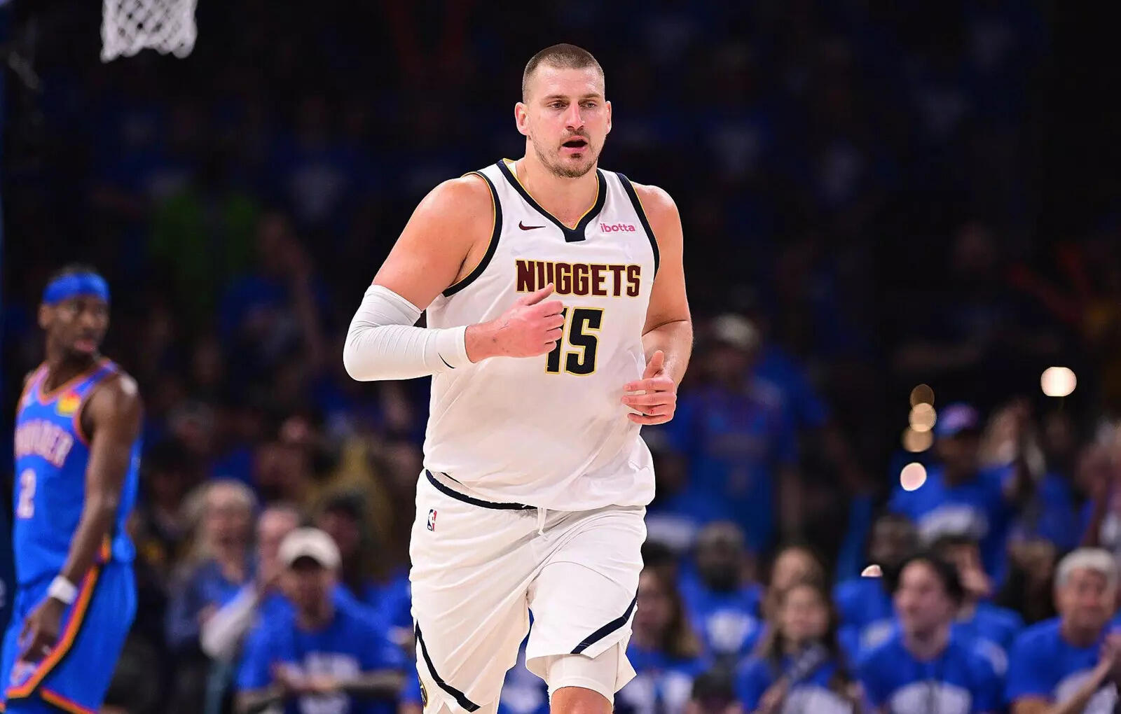 Nikola Jokic of the Denver Nuggets runs down the floor during the first half of game seven of the Western Conference (Image via Getty Images) Nikola Jokic