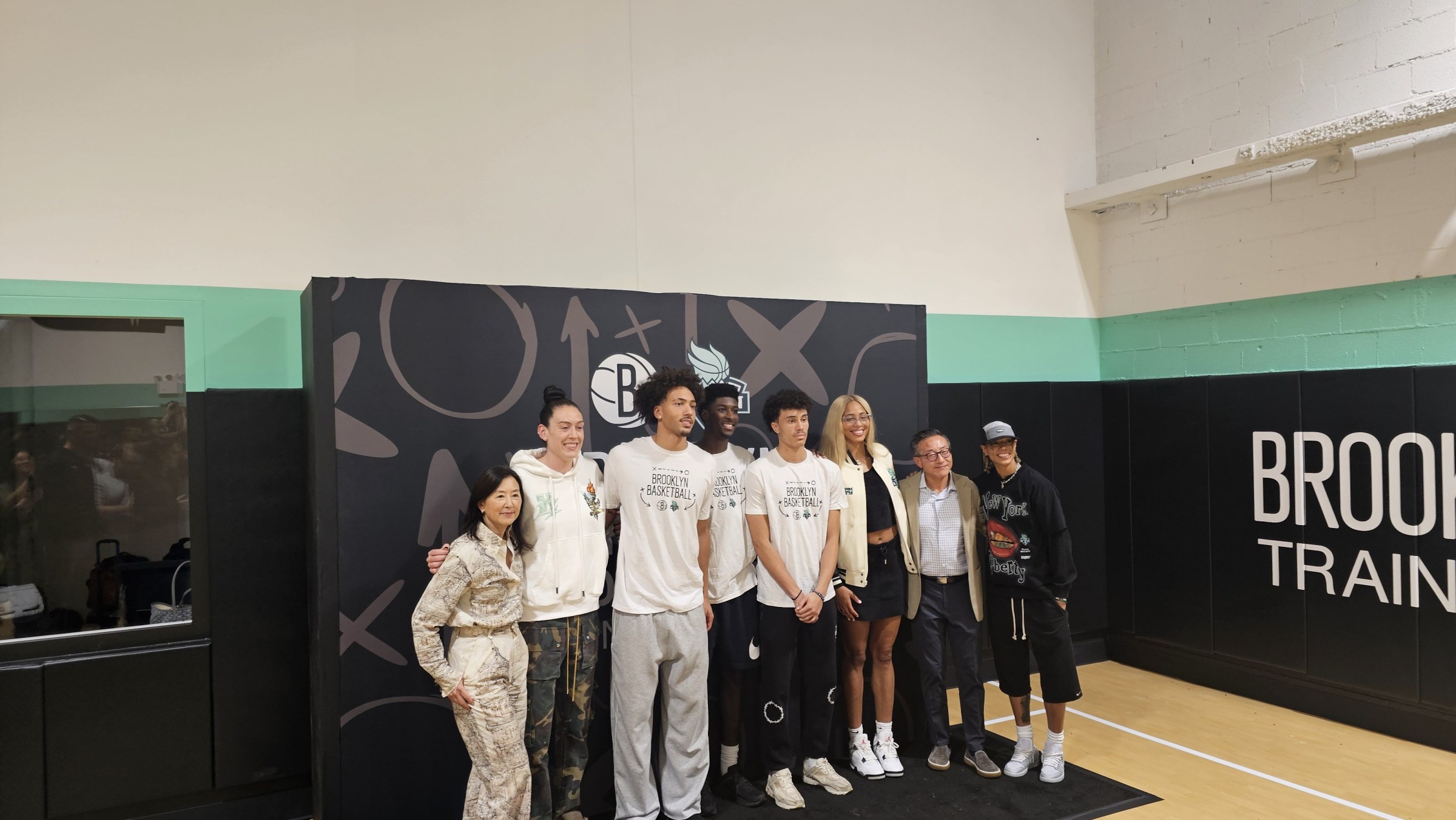 Clara Wu Tsai, Breanna Stewart, Jalen Wilson, Drake Powell, Nolan Traore, Isabelle Harrison, Joe Tsai, and Natasha Cloud.