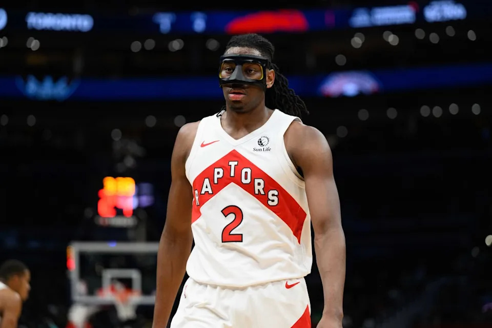 Toronto Raptors forward Jonathan Mogbo (2)Reggie Hildred-Imagn Images