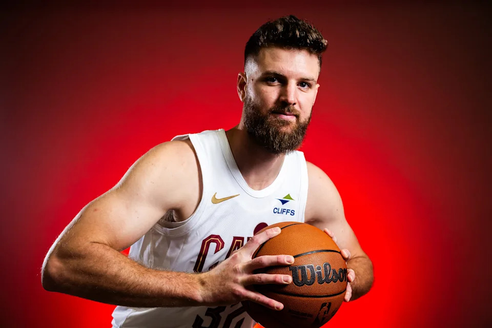 Cleveland Cavaliers forward Dean Wade during media day Sept. 29, 2025, at Rocket Arena in Cleveland.