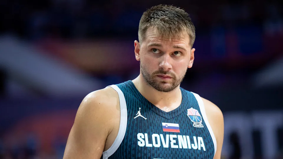 Luka Doncic plays during the FIBA EuroBasket match between Iceland and Slovenia in Katowice, Poland, on September 2, 2025. This is a European Basketball Championship game, group phase, Group D competition at Spodek Arena. (Photo by Marcin Golba/NurPhoto via Getty Images)