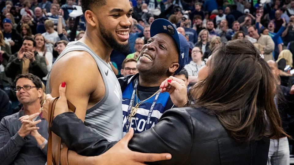 Minnesota Timberwolves Karl-Anthony Towns with parents Karl and Jackie.