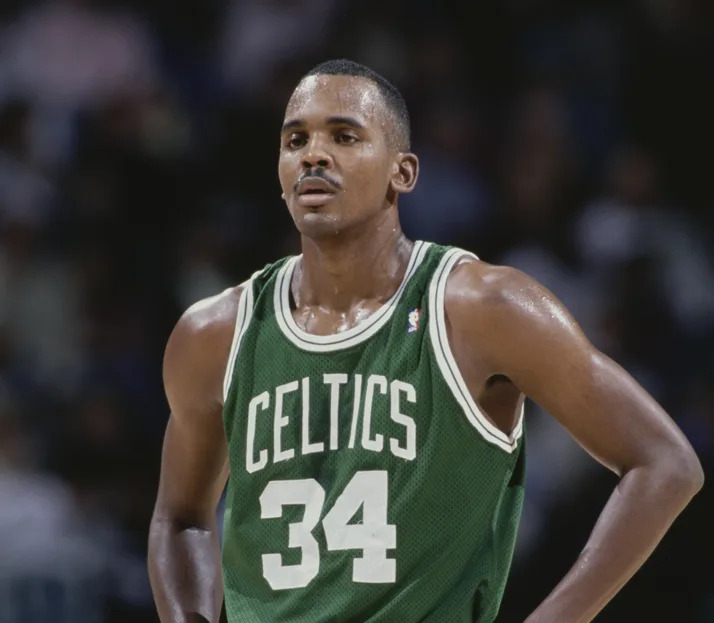 Kevin Gamble #34, Small Forward for the Boston Celtics during the NBA Central Division basketball game against the Charlotte Hornets on 1st February 1991 at the Charlotte Coliseum Arena in Charlotte, North Carolina, United States. The Charlotte Hornets won the game 92 - 91.