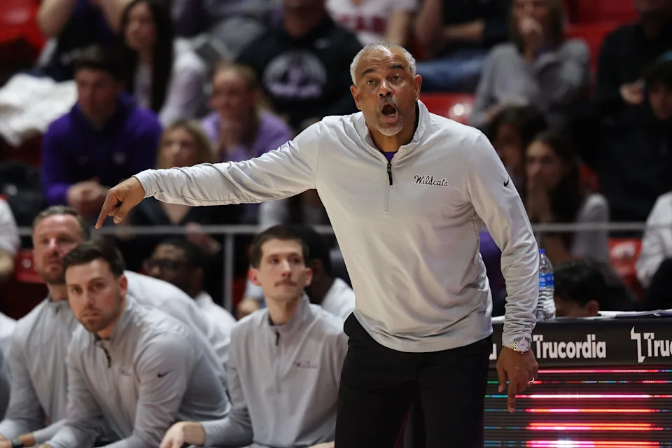 Feb 17, 2025; Salt Lake City, Utah, USA; Kansas State Wildcats head coach Jerome Tang calls a play against the Utah Utes during the second half at Jon M. Huntsman Center. Mandatory Credit: Rob Gray-Imagn Images