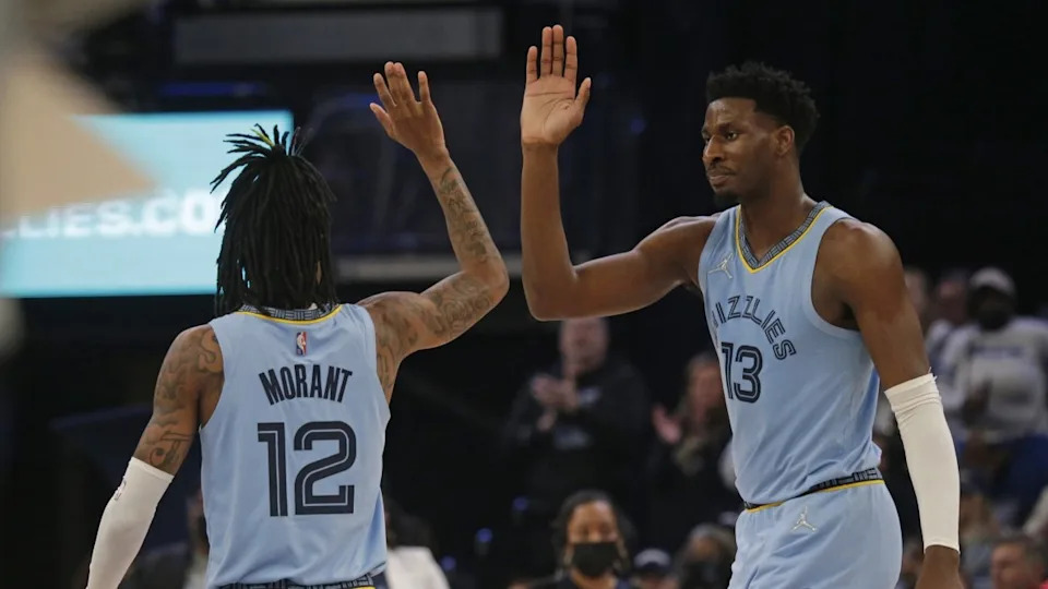 Memphis Grizzlies guard Ja Morant (12) and forward Jaren Jackson Jr. (13)© Petre Thomas-Imagn Images