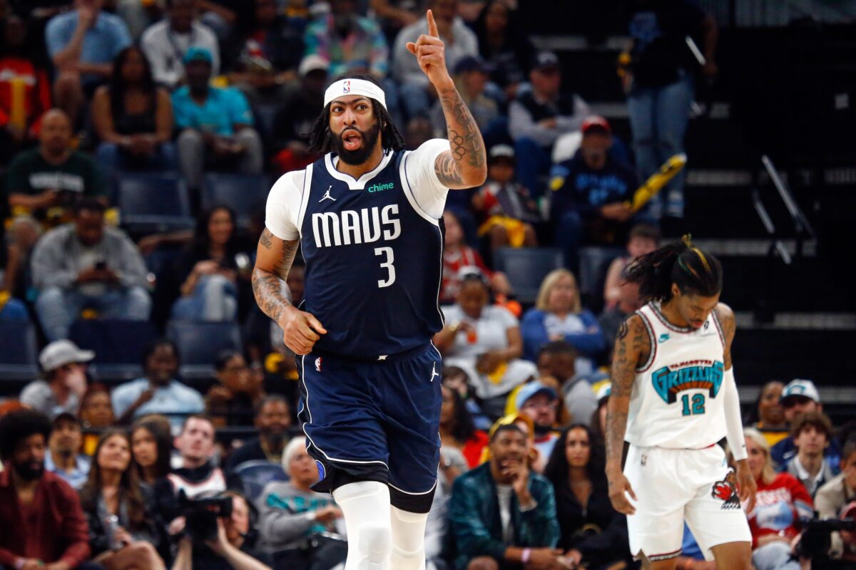 Dallas Mavericks forward Anthony Davis (3) reacts during the third quarter against the Memphis Grizzlies at FedExForum.