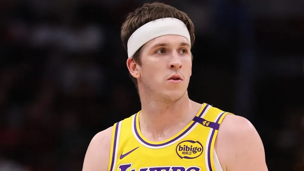 Lakers' Austin Reaves looks on
