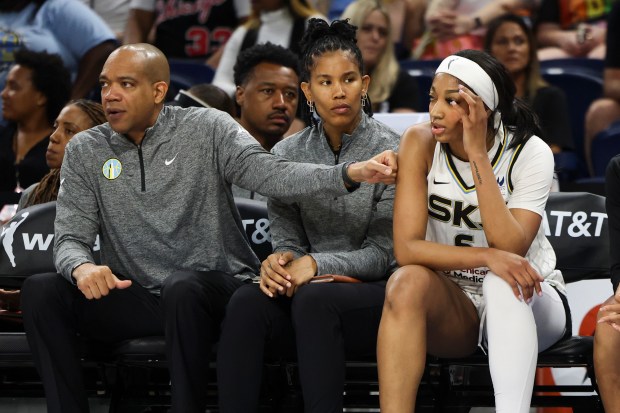 Chicago Sky Assistant Coaches Sydney Johnson, left, and Tamera “Ty”...
