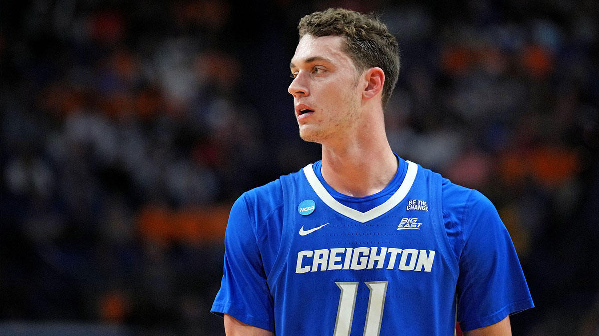 Creighton Bluejays center Ryan Kalkbrenner (11) looks on during the first half against the Auburn Tigers in the second round to the NCAA Tournament at Rupp Arena.