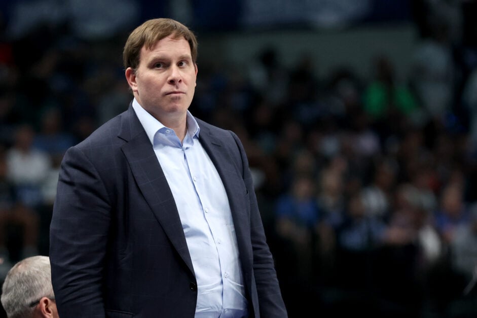 Dallas Mavericks governor Patrick Dumont looks on during the third quarter in Game Three of the Western Conference Second Round Playoffs at American Airlines Center.