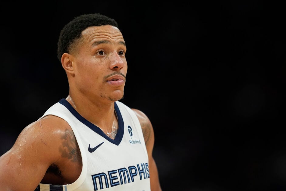 Desmond Bane #22 of the Memphis Grizzlies looks on against the Milwaukee Bucks during the third quarter at Fiserv Forum.