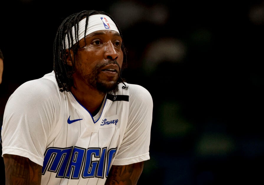 Kentavious Caldwell-Pope #3 of the Orlando Magic plays against the New Orleans Pelicans during the first half of a game at the Smoothie King Center.