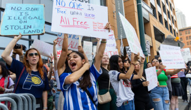 Indy shows up for Pacers Finals, immigration protests