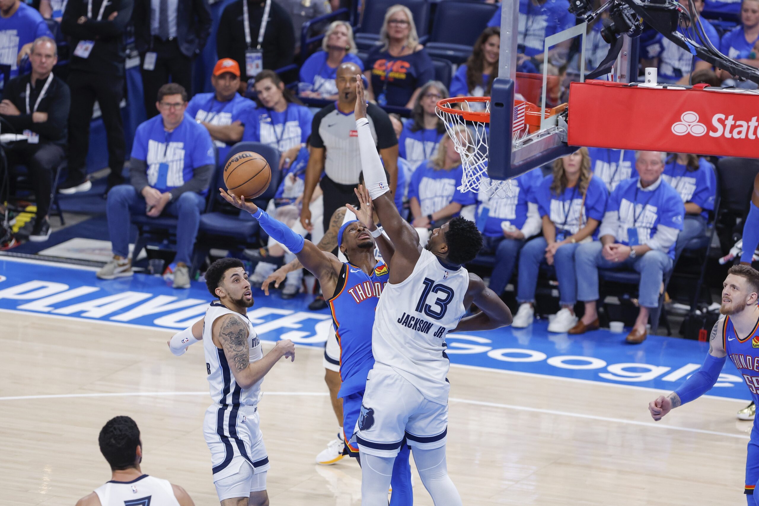 Memphis Grizzlies big man Jaren Jackson Jr. goes up for a block