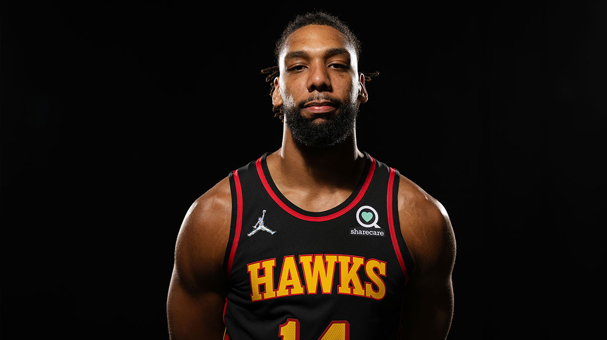 Atlanta Hawks center Jahlil Okafor (14) shown at Hawks Media Day held at PC&E.