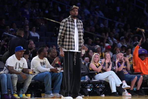 Kevin Durant attends the WNBA game between the Chicago Sky and the LA Sparks at Crypto.com Arena.