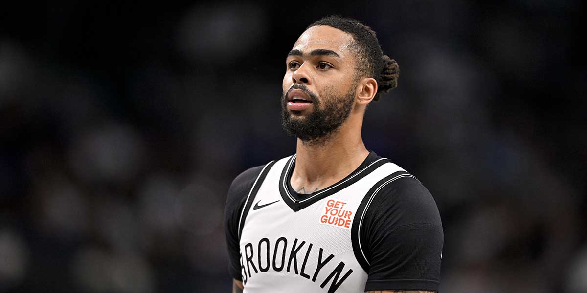 guard D'Angelo Russell (1) during the game between the Dallas Mavericks and the Brooklyn Nets at the American Airlines Center