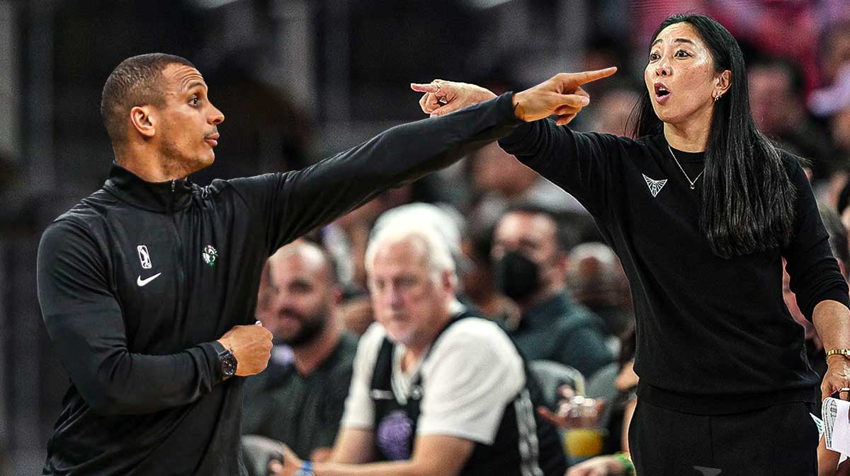 Golden State Valkyries head coach Natalie Nakase gestures during the second quarter against the Indiana Fever at Chase Center.