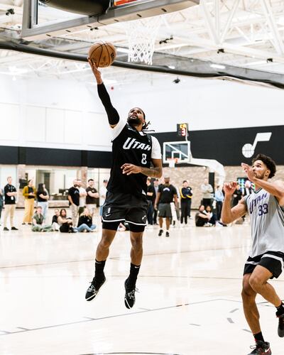 Utah Jazz guard Patty Mills in action during Jazz training camp at Zions Bank Basketball Campus.