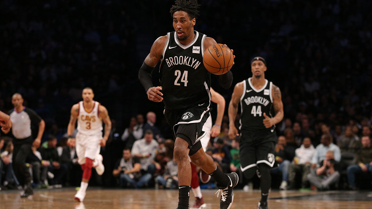 Brooklyn Nets small forward Rondae Hollis-Jefferson (24) drives the ball against the Cleveland Cavaliers during the third quarter at Barclays Center.