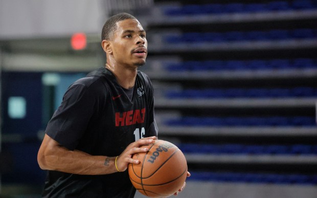 Miami Heat's Keshad Johnson is seen during the opening day...