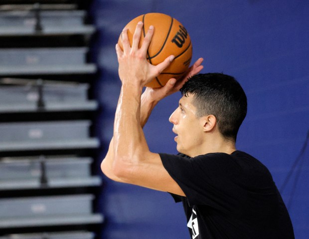 Miami Heat's Simone Fontecchio shoots during the opening day of...