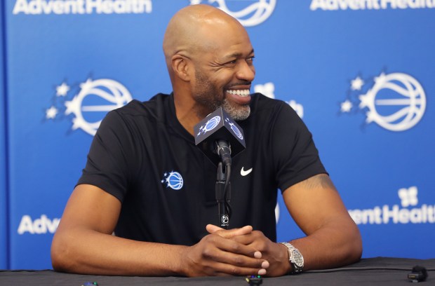 Orlando Magic coach Jamahl Mosley smiles during Orlando Magic Media...