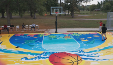 Local artists transform Iowa City basketball court