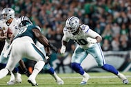 Dallas Cowboys offensive tackle Tyler Guyton (60) in action during the first half of an NFL...