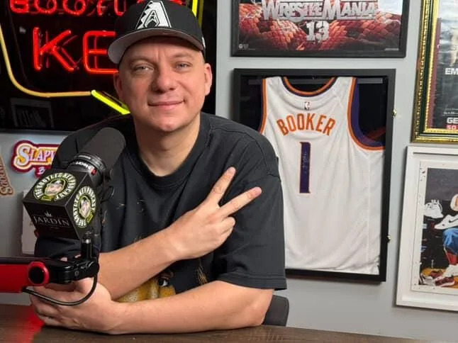 Kevin "Bootleg Kev" Ratcliff at his podcast studio in Los Angeles.