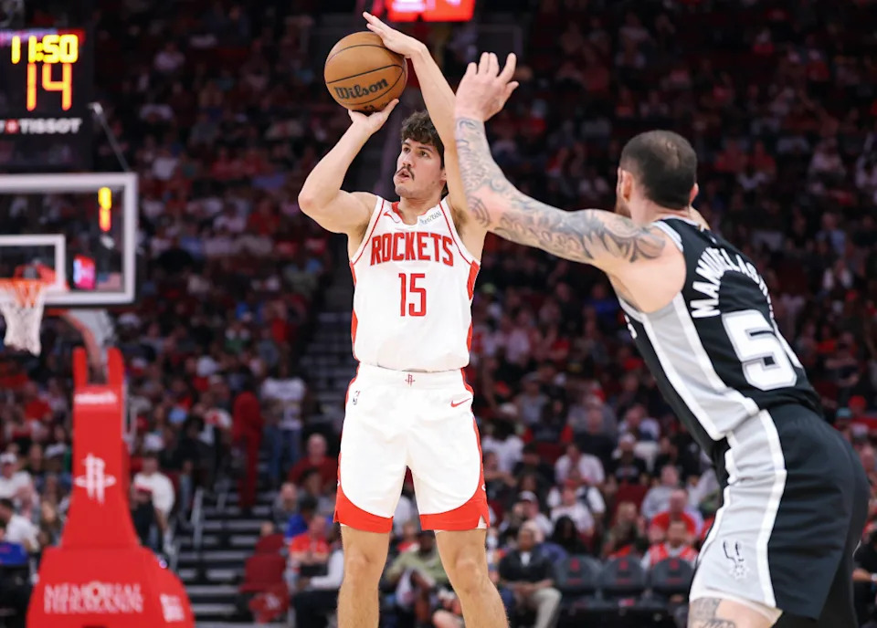 Houston Rockets guard Reed Sheppard (15)© Troy Taormina-Imagn Images