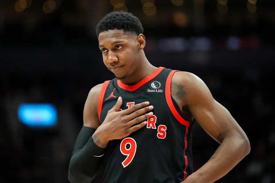 Toronto Raptors forward RJ Barrett (9)© Kevin Sousa-Imagn Images