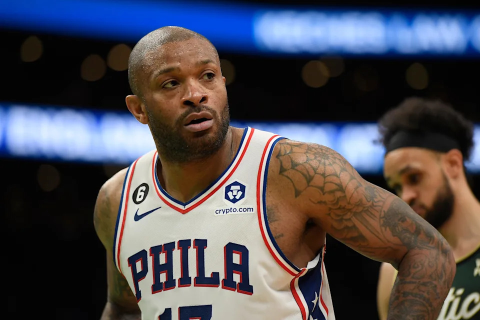 May 9, 2023; Boston, Massachusetts, USA; Philadelphia 76ers forward P.J. Tucker (17) in the second half during game five of the 2023 NBA playoffs against the Boston Celtics at TD Garden. Mandatory Credit: Bob DeChiara-USA TODAY Sports