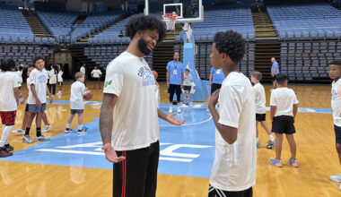 Coby White Giving Back, Sharing Message at Smith Center Basketball Camp