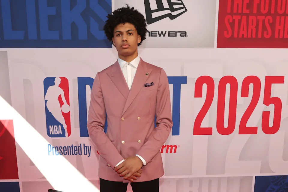 Jun 25, 2025; Brooklyn, NY, USA; Joan Beringer arrives before the first round of the 2025 NBA Draft at Barclays Center. Mandatory Credit: Brad Penner-Imagn ImagesCredit: Brad Penner-Imagn Images