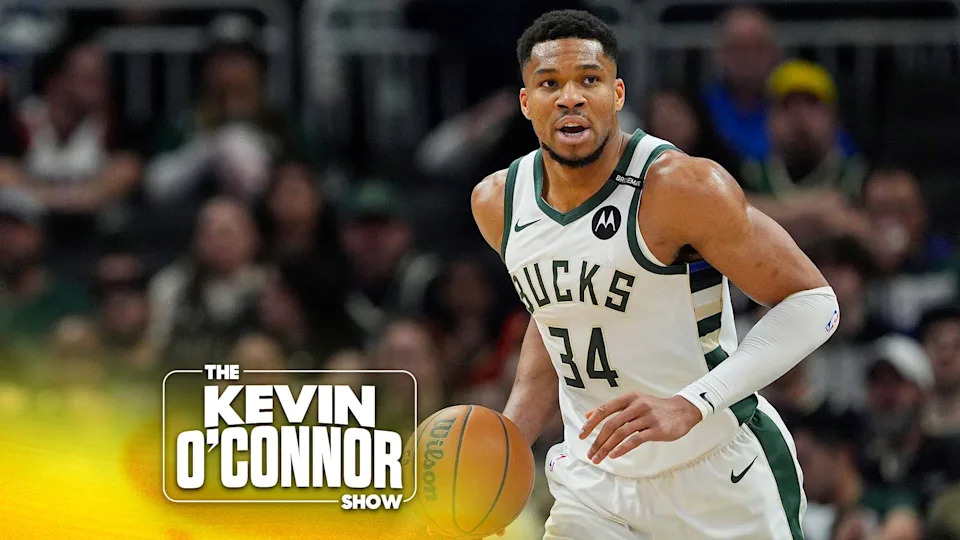 Giannis Antetokounmpo #34 of the Milwaukee Bucks dribbles the ball against the Atlanta Hawks during the first quarter at Fiserv Forum on March 30, 2025 in Milwaukee, Wisconsin. (Photo by Patrick McDermott/Getty Images)