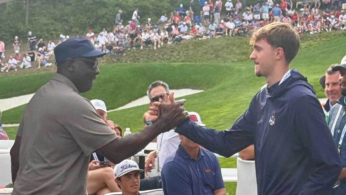 Maine's Cooper Flagg catches up with Michael Jordan at Ryder Cup