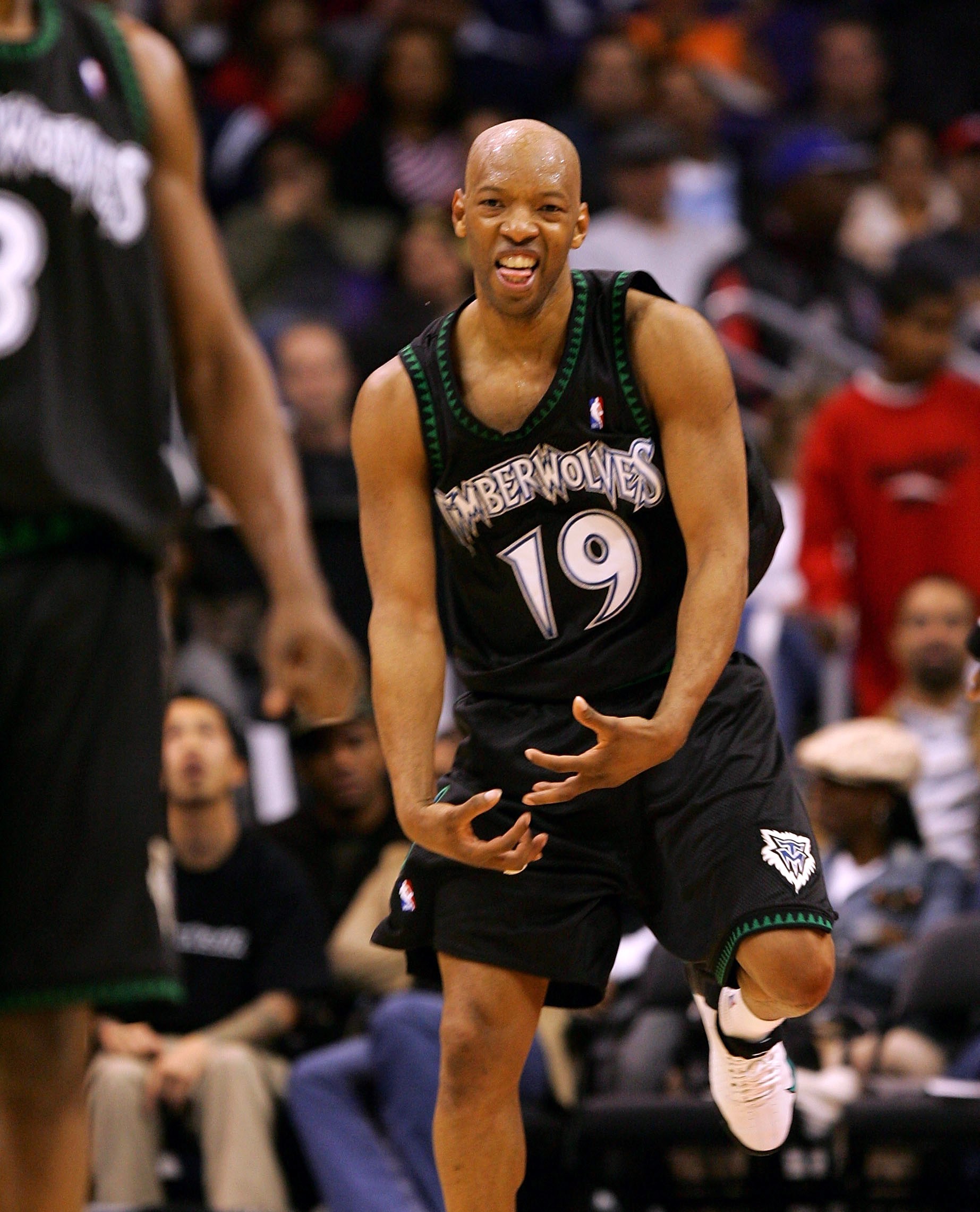 LOS ANGELES - DECEMBER 4: Sam Cassell #19 of the Minnesota Timberwolves dances on the court during overtime of the game against the Los Angeles Clippers on December 4, 2004 at Staples Center in Los Angeles, California. NOTE TO USER: User expressly acknowledges and agrees that, by downloading and/or using this Photograph, user is consenting to the terms and conditions of the Getty Images License Agreement. (Photo by Streeter Lecka/Getty Images)