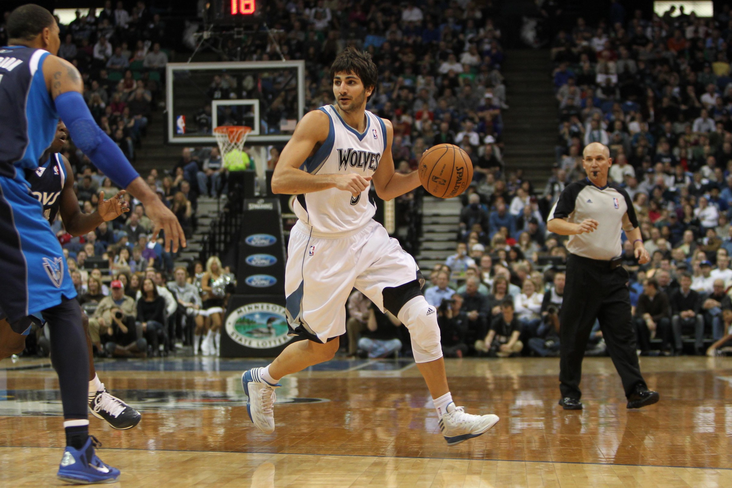 Dec 15, 2012; Minneapolis, MN, USA; Minnesota Timberwolves guard Ricky Rubio (9) against the Dallas Mavericks at the Target Center. The Wolves defeated the Mavericks 114-106 in overtime. Mandatory Credit: Brace Hemmelgarn-Imagn Images