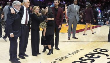 Pat Riley Court unveiled, and the Heat president is emotional as it happened