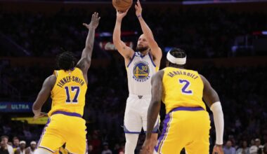 Curry scores 37 points and Warriors beat Lakers 123-116 in a potential first-round playoff preview