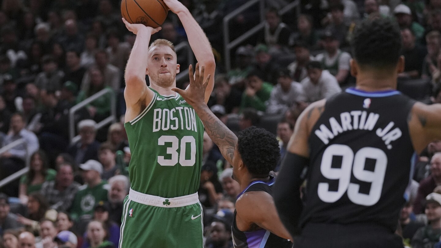 Sam Hauser makes 9 3s and scores career-best 33 points as Celtics beat Jazz 114-108