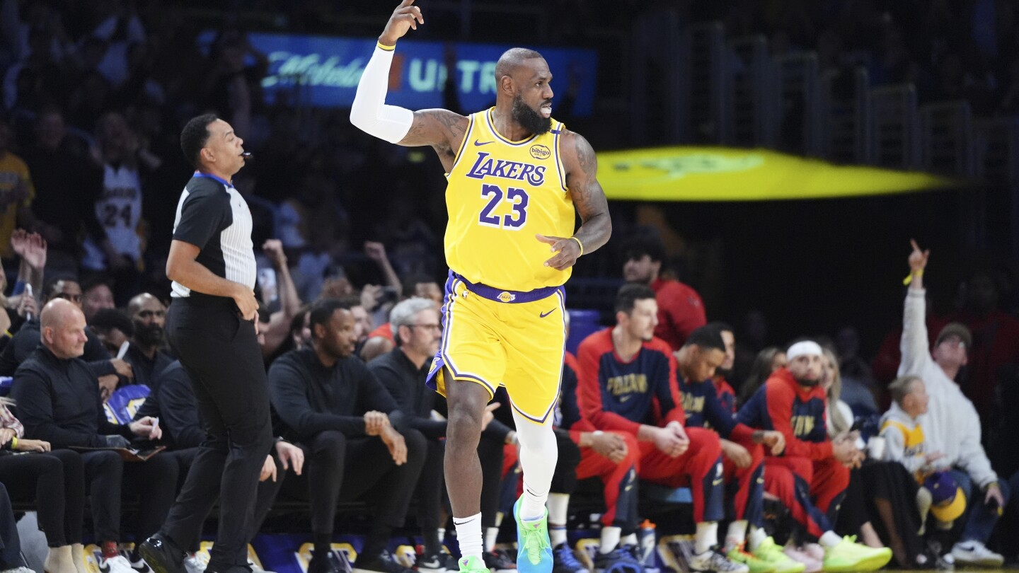 LeBron scores 34 after historic 50,000th point, and Lakers beat Pelicans 136-115 for 7th straight W