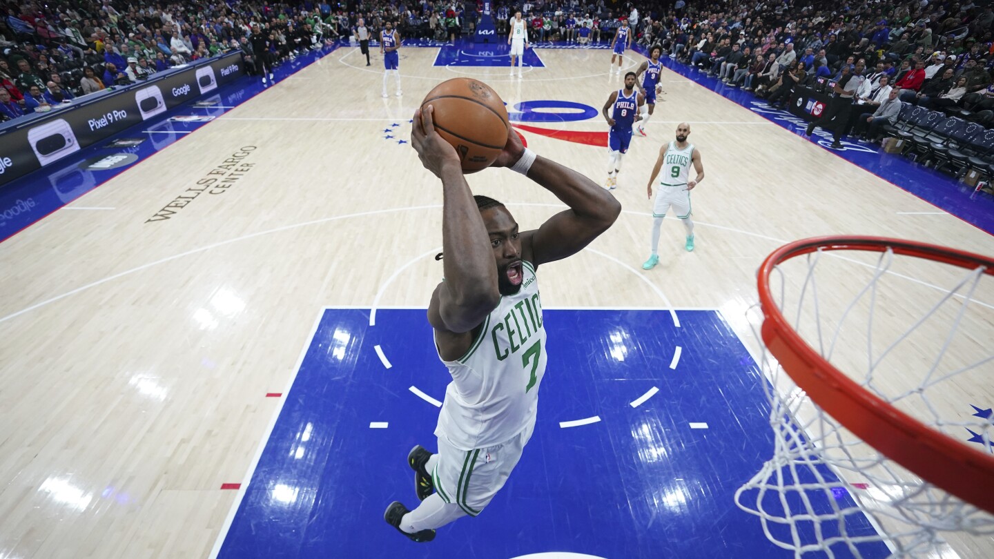 Pritchard and Tatum lead Celtics to 124-104 win over 76ers