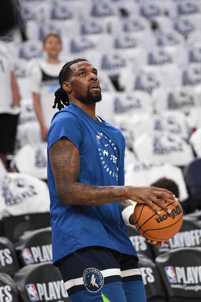 Naz Reid of the Minnesota Timberwolves warming up before a game.